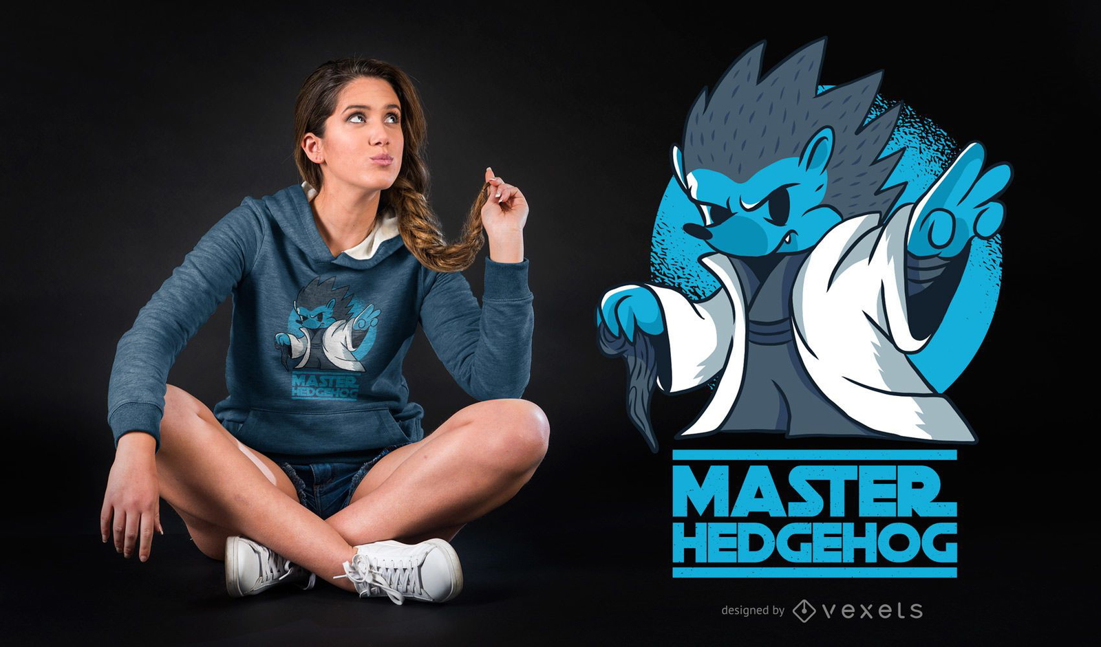 Diseño de camiseta Master Hedgehog Funny Parody