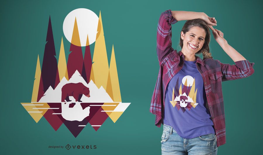 Camiseta con diseño geométrico oso. Camiseta con diseño geométrico oso.