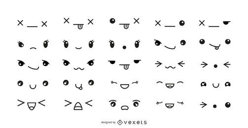 Kawaii emoticons set
