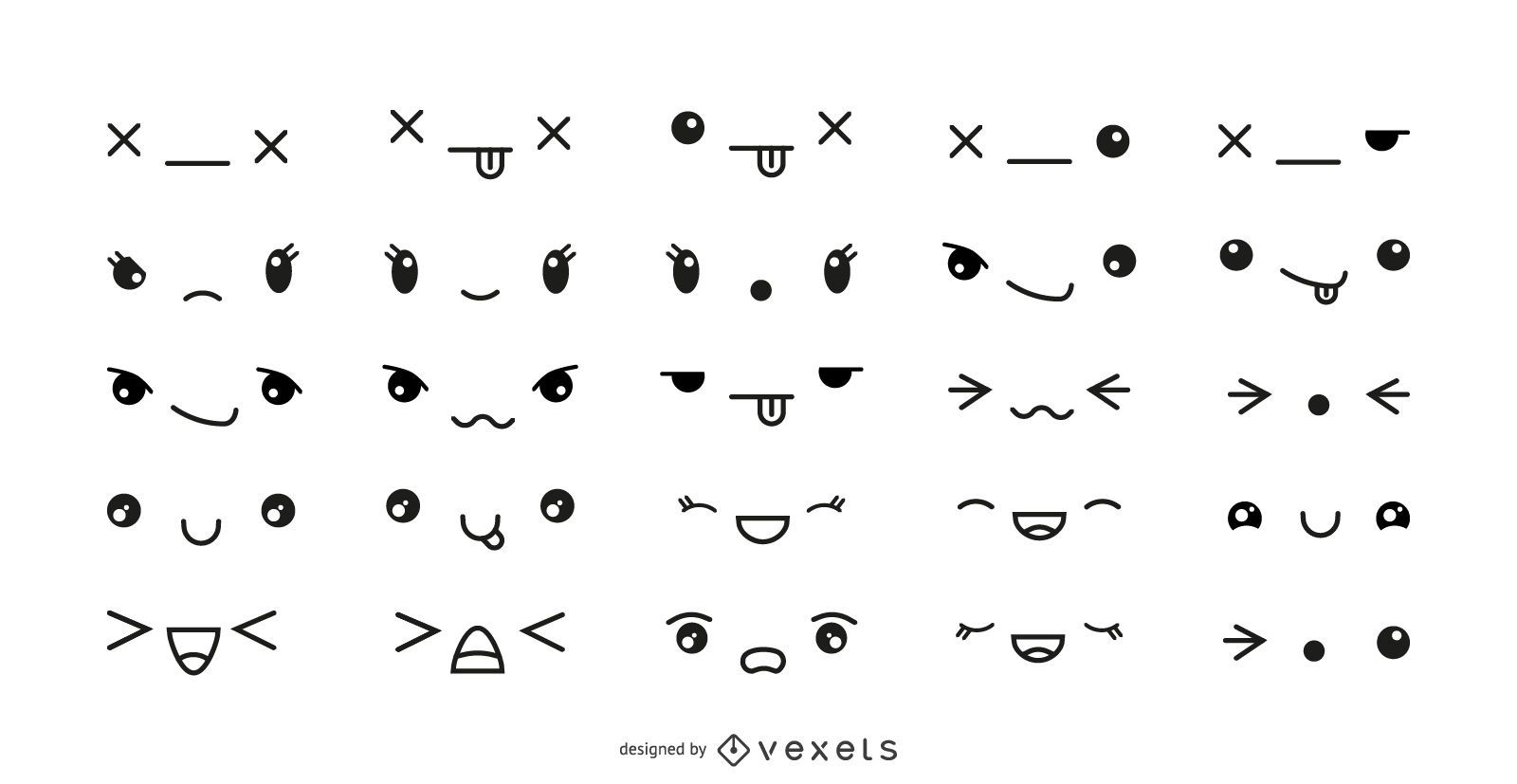 Conjunto de emoticons Kawaii