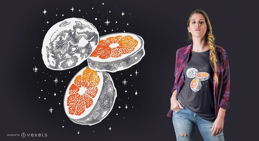Moon orange t-shirt design Moon orange t-shirt design