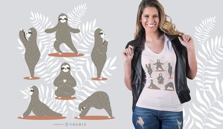 Diseño de camiseta de yoga perezoso
