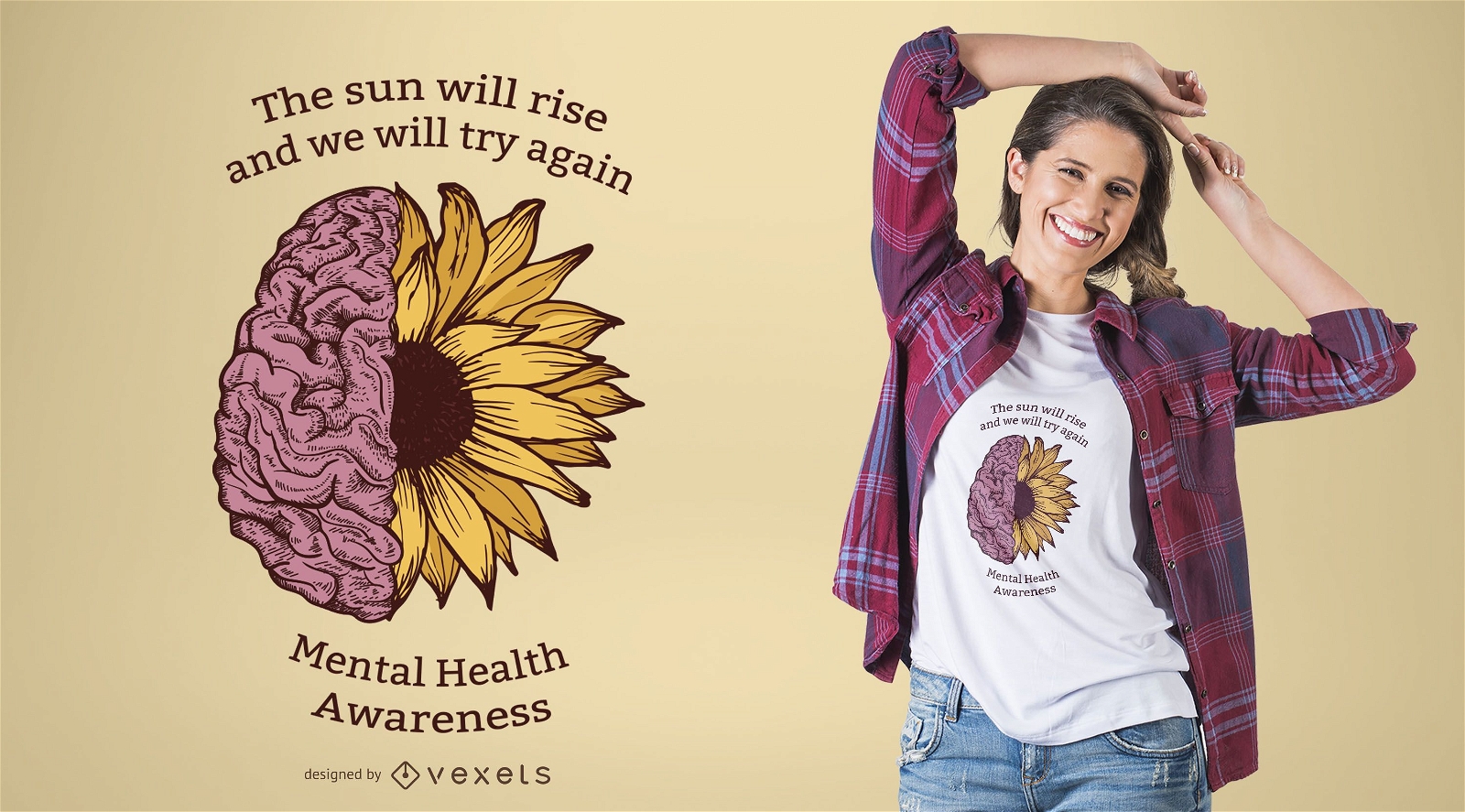 Diseño de camiseta de conciencia de salud mental.