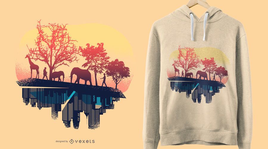 Nature and city t-shirt design Nature and city t-shirt design