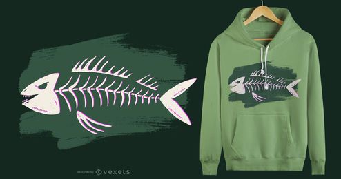 Diseño de camiseta de esqueleto de pescado