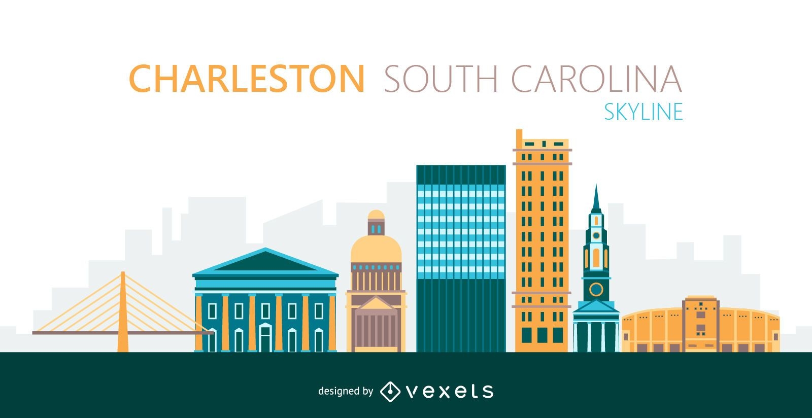 Charleston city skyline illustration