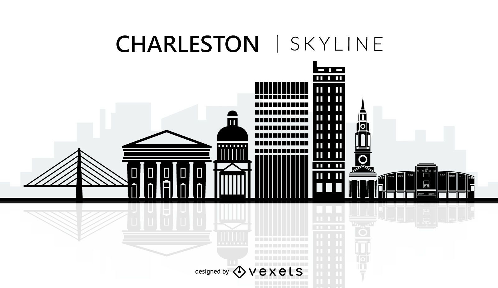 Charleston city skyline silhouette