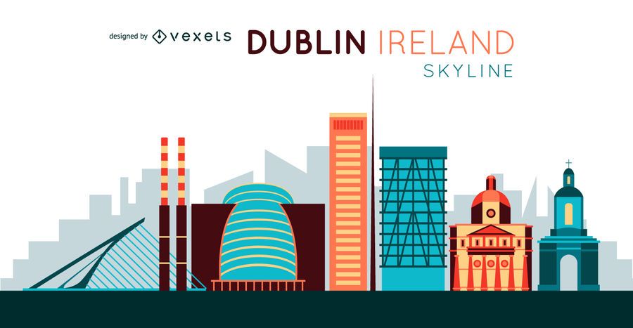 Ilustração do horizonte da cidade de Dublin Ilustração do horizonte da cidade de Dublin