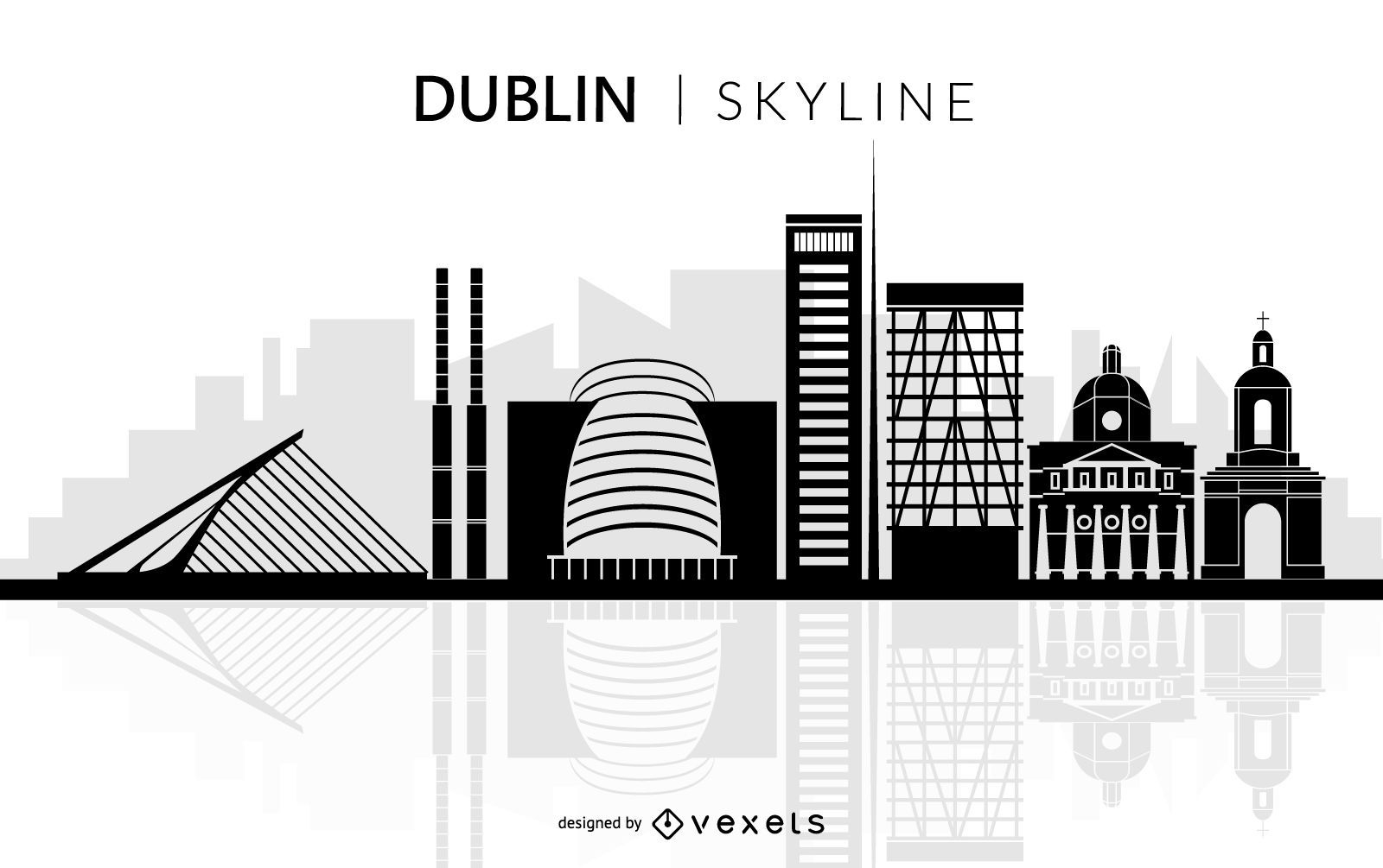 Dublin city skyline silhouette