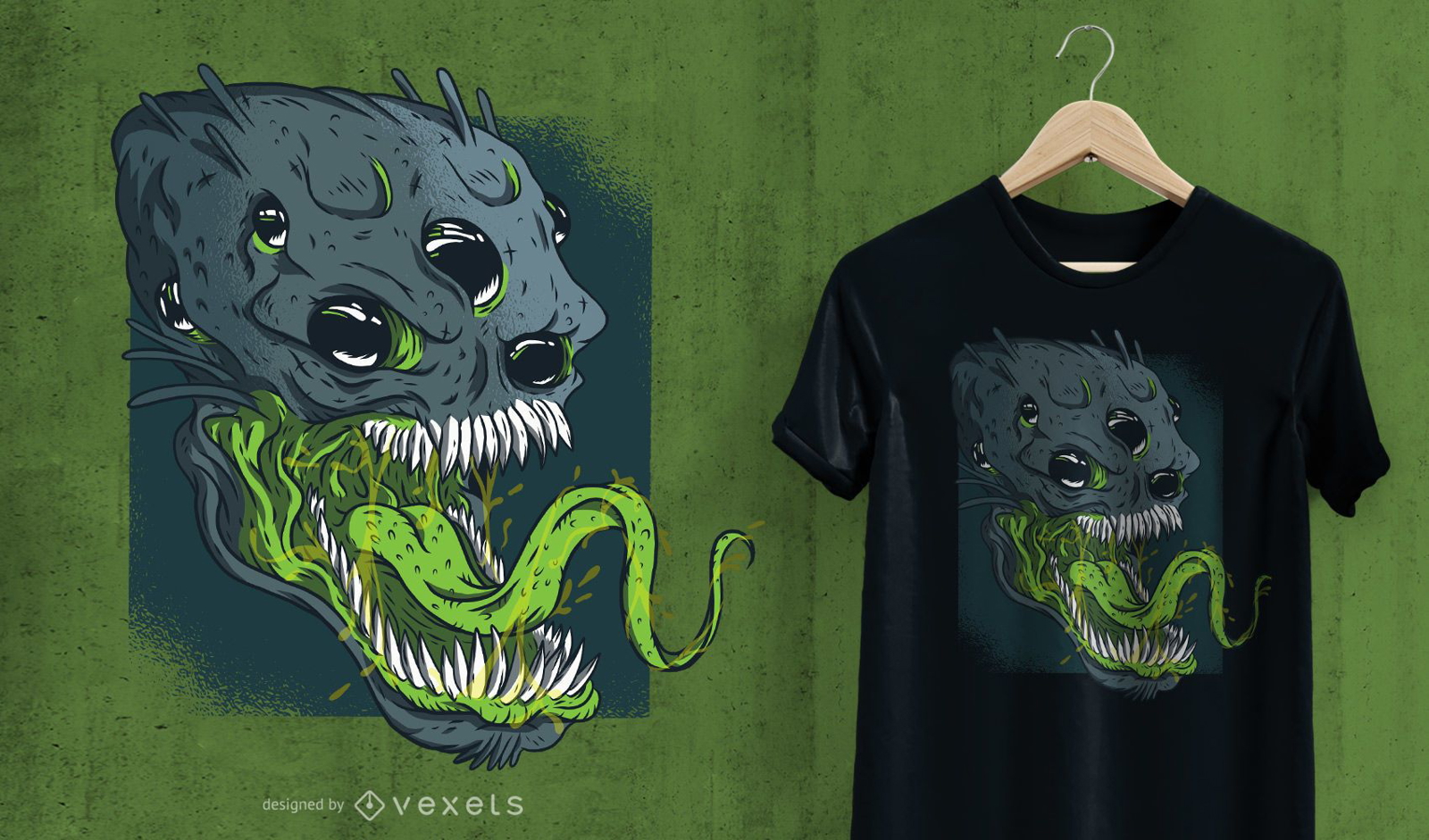 Aterrador diseño de camiseta alienígena.