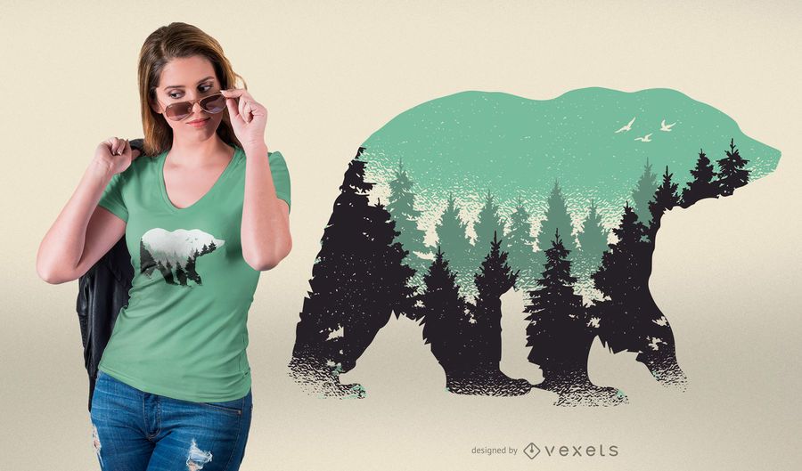 Urso floresta design de t-shirt Urso floresta design de t-shirt