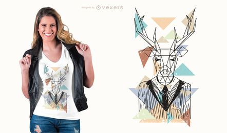 Diseño de camiseta de ciervo geométrico