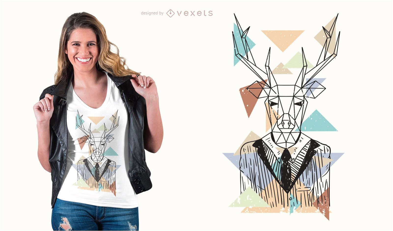 Diseño de camiseta de ciervo geométrico