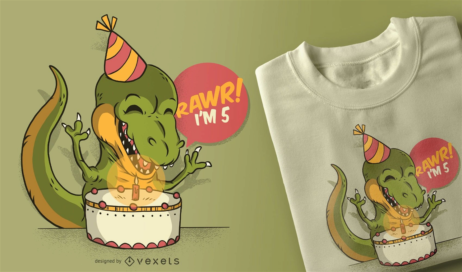 Birthday dinosaur t-shirt design