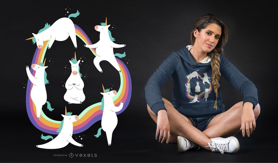 Diseño de camiseta de yoga unicornio. Diseño de camiseta de yoga unicornio.