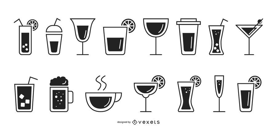 Drinks flat icon set Drinks flat icon set