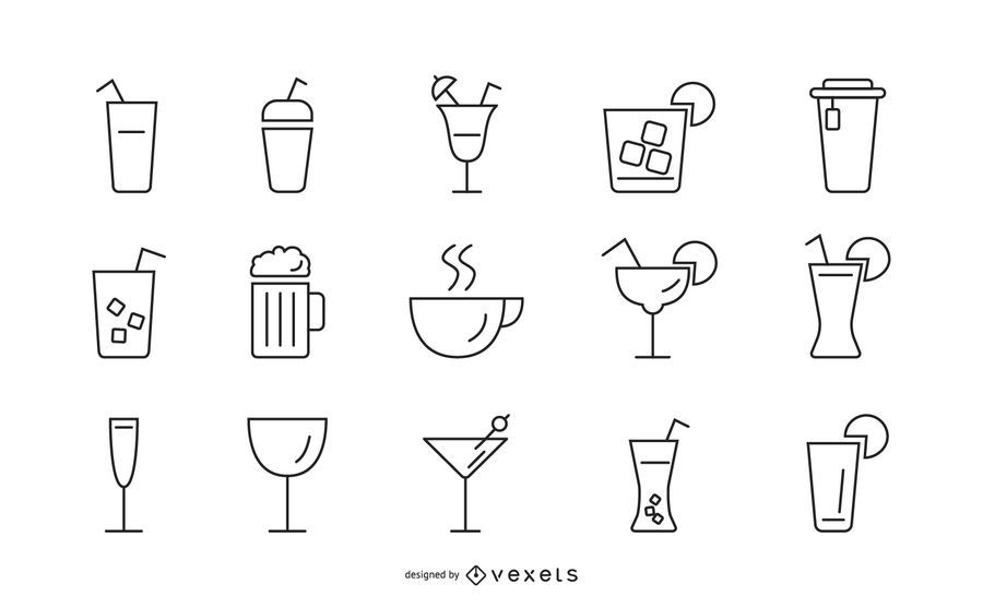 Drinks stroke icon set Drinks stroke icon set