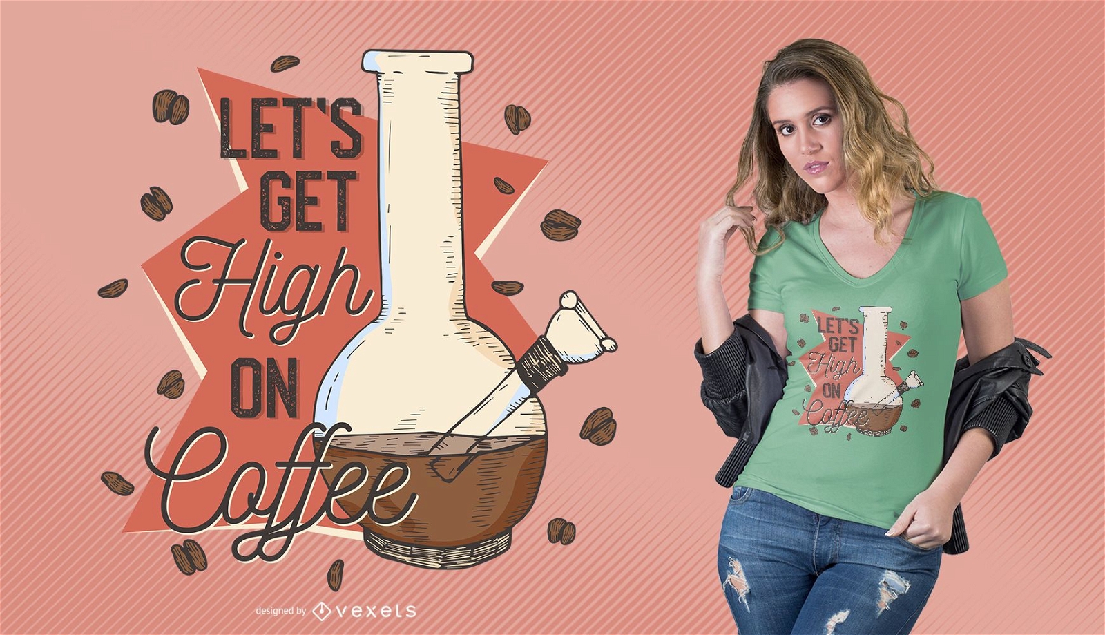 High on Coffee Quote T-shirt Design