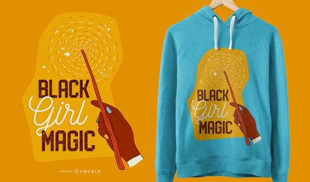 Diseño de camiseta mágica de niña negra Diseño de camiseta mágica de niña negra