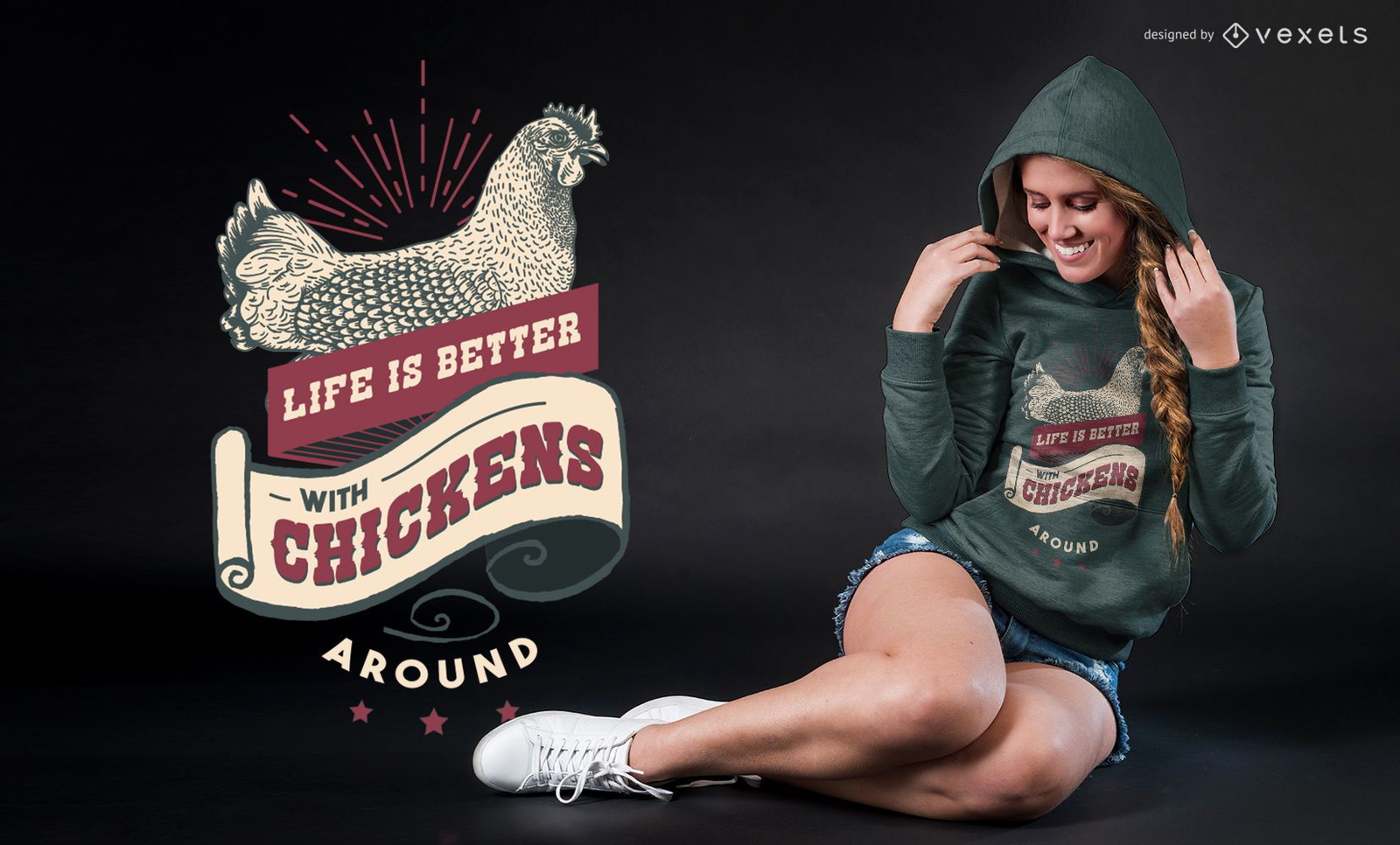 Diseño de camiseta vintage Chicken Farm Life