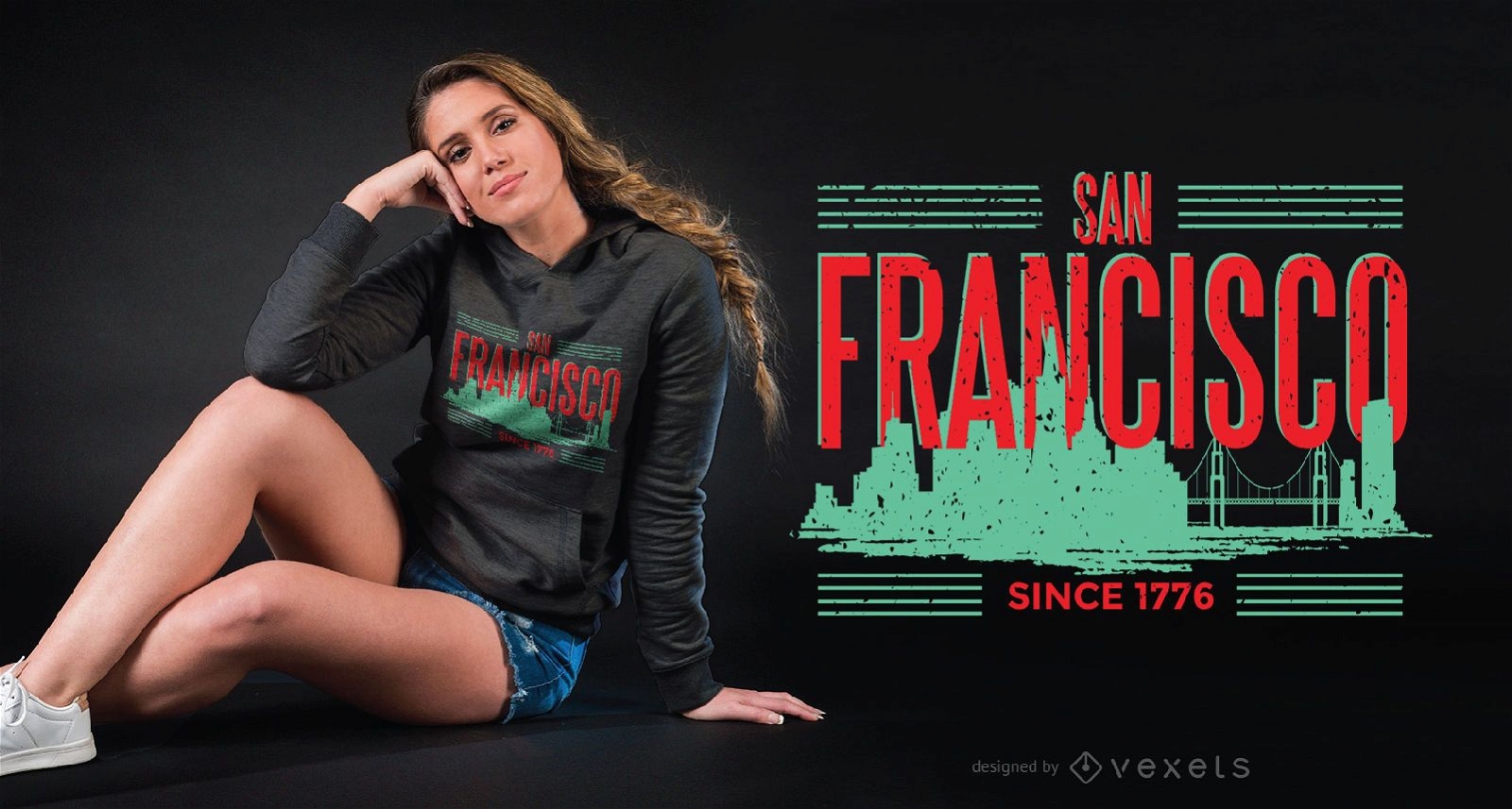 San Francisco Green Skyline T-Shirt Design