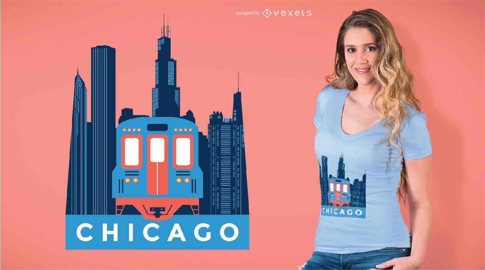 Design de camisetas do trem Chicago