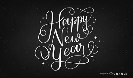 Happy New Year Lettering Design Vector Download