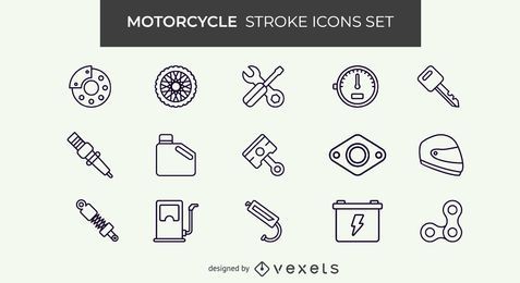 Motorcycle stroke icon set Motorcycle stroke icon set