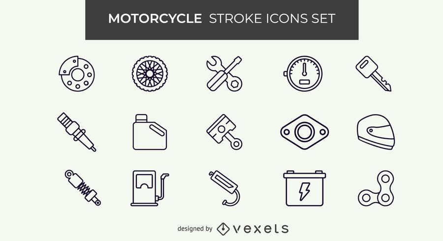 Conjunto de iconos de movimiento de motocicleta Conjunto de iconos de movimiento de motocicleta