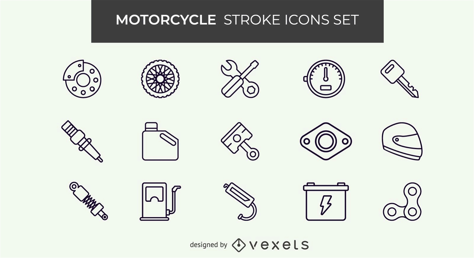 Motorcycle stroke icon set