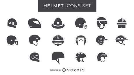 Conjunto de ícones de capacete Conjunto de ícones de capacete