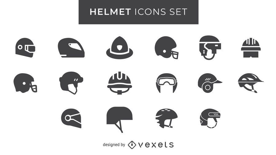 Conjunto de ícones de capacete Conjunto de ícones de capacete