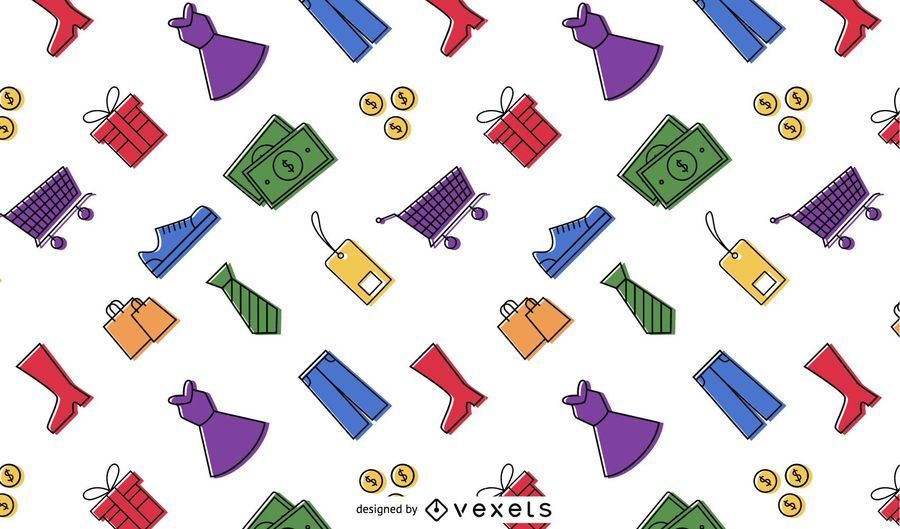 Shopping elements colorful pattern Shopping elements colorful pattern