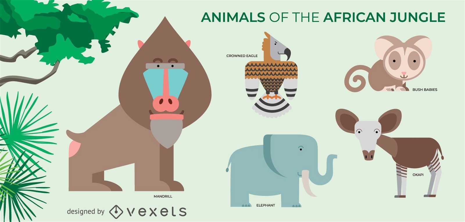 Conjunto de animais da selva africana