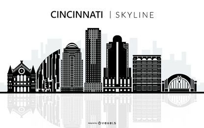 Cincinnati Black Skyline Silhouette