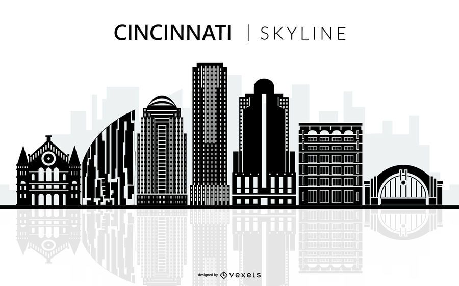 Silhueta de horizonte preto de Cincinnati Silhueta de horizonte preto de Cincinnati