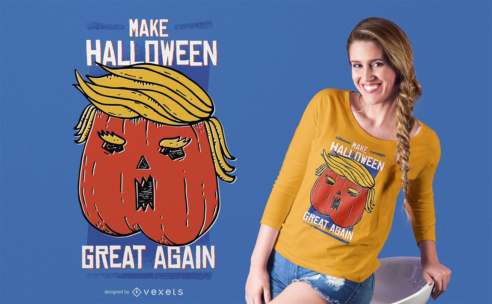Design de camiseta de ab?bora Trumpkin Halloween