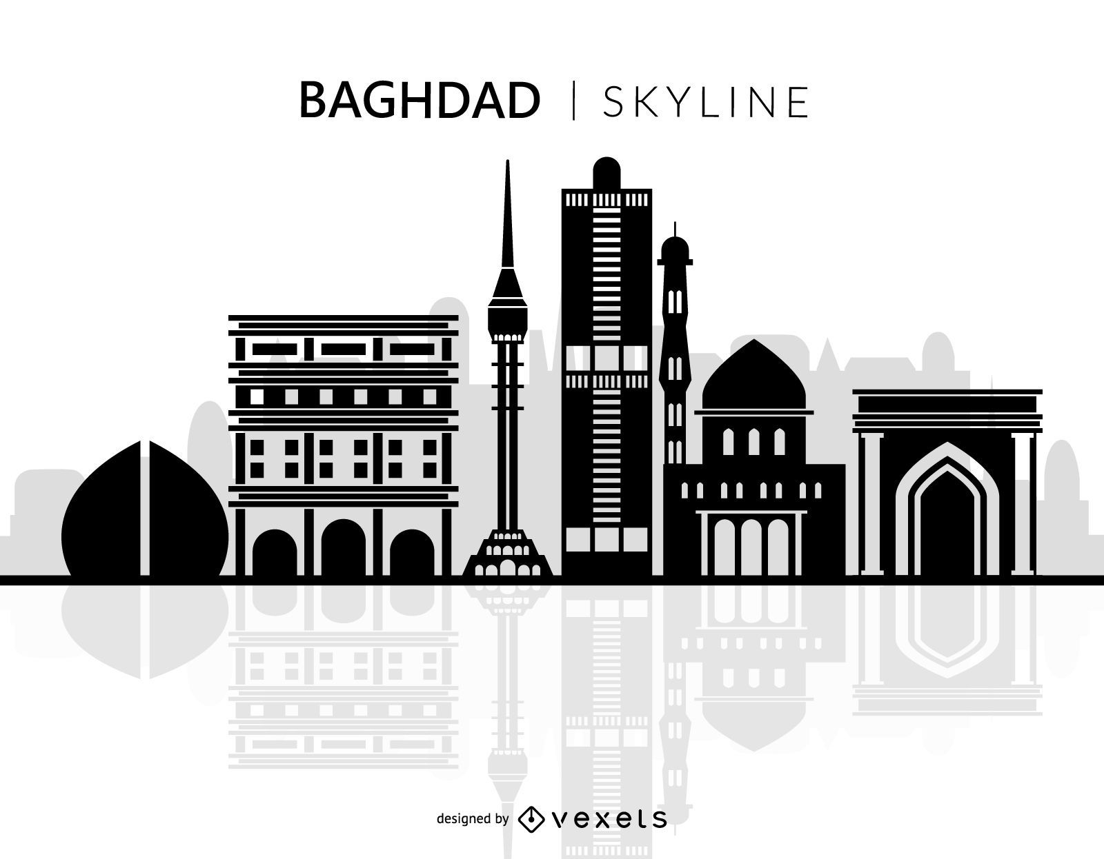 Silueta del horizonte de la ciudad de Bagdad