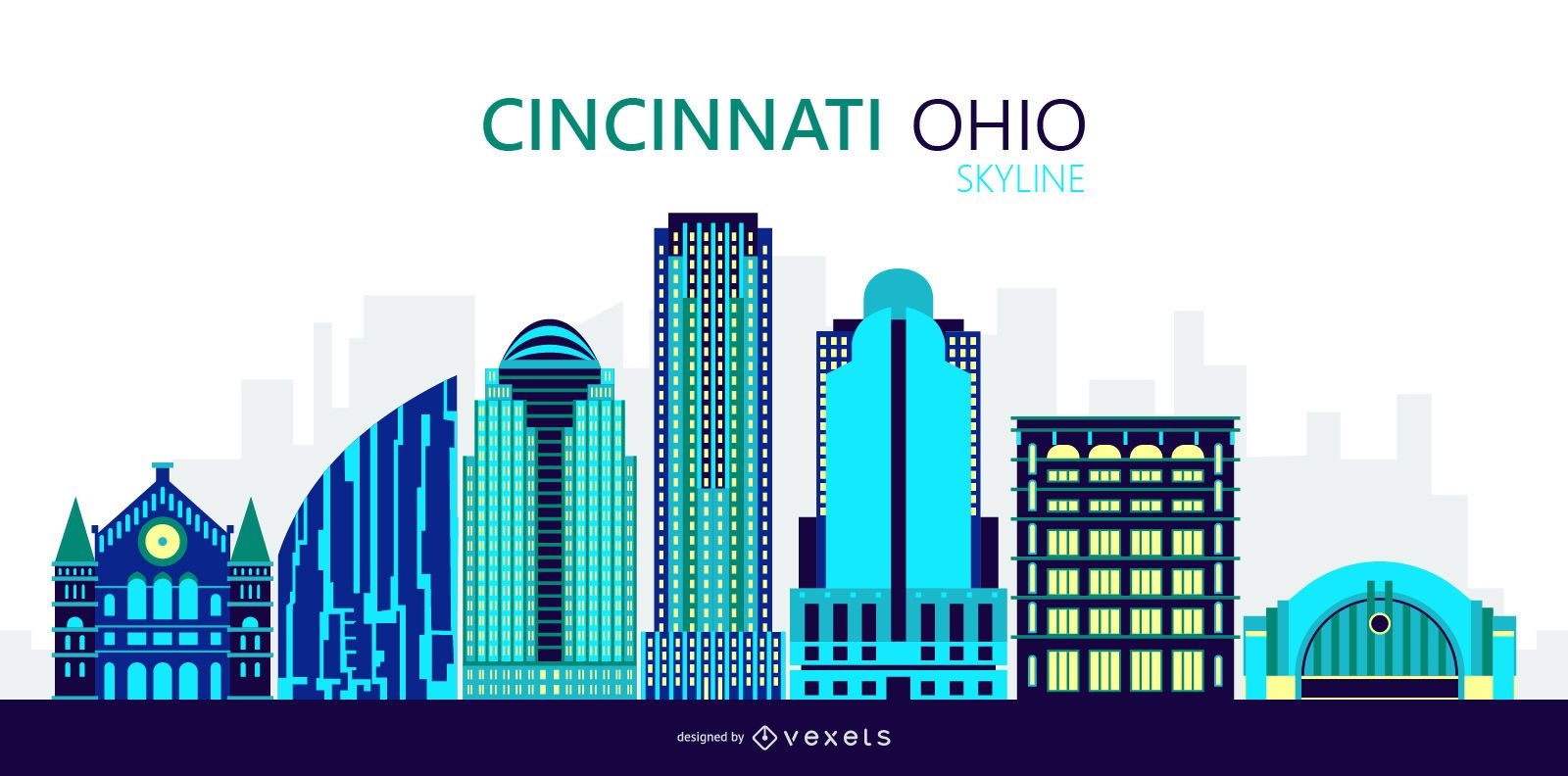 Ilustração do horizonte da cidade de Cincinnati Ohio