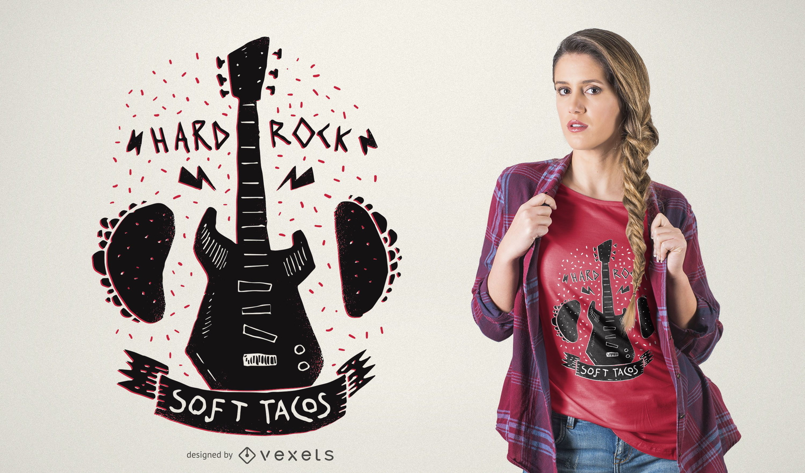 Design de camiseta de tacos de música rock &#39;n roll