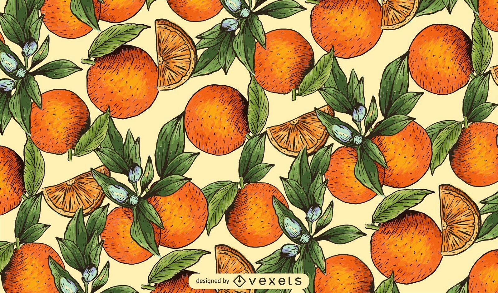 Padrão de laranjas desenhado à mão