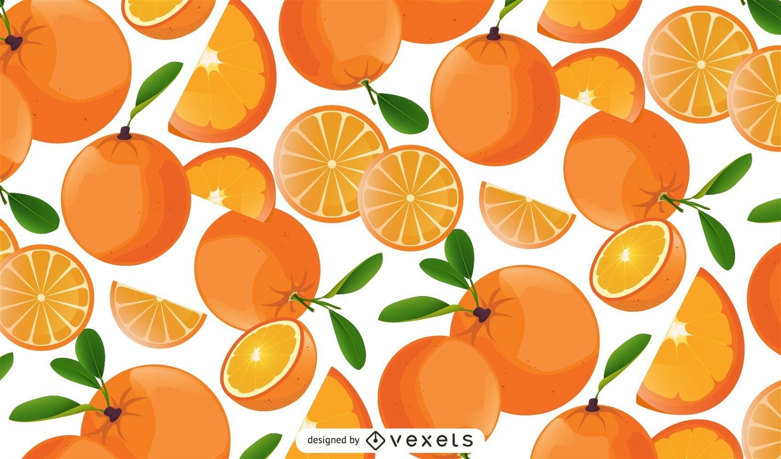 Orange fruits and slices pattern