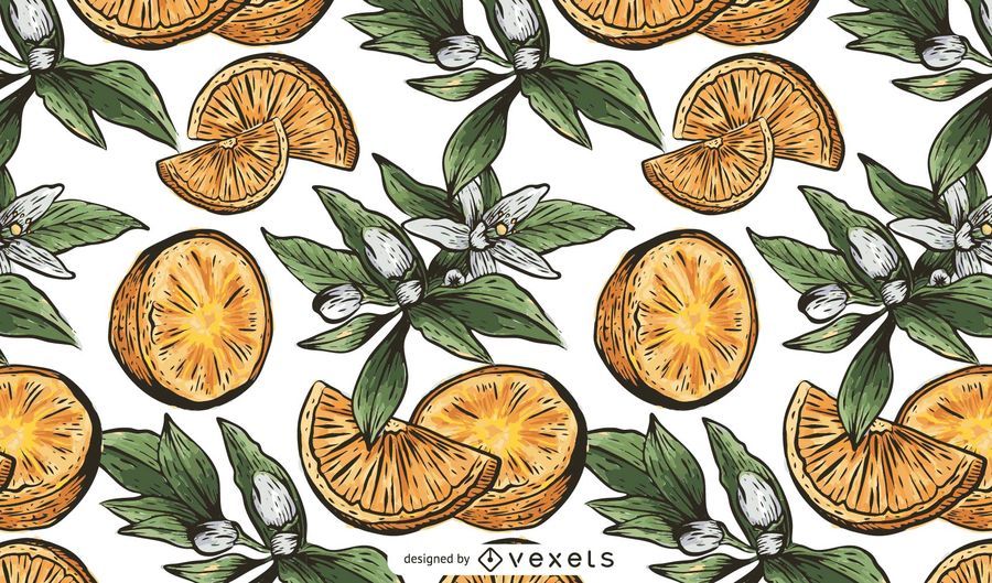 Hand drawn orange fruit pattern Hand drawn orange fruit pattern