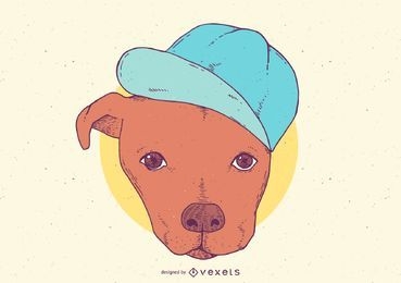 Pit Bull With Hat Cartoon