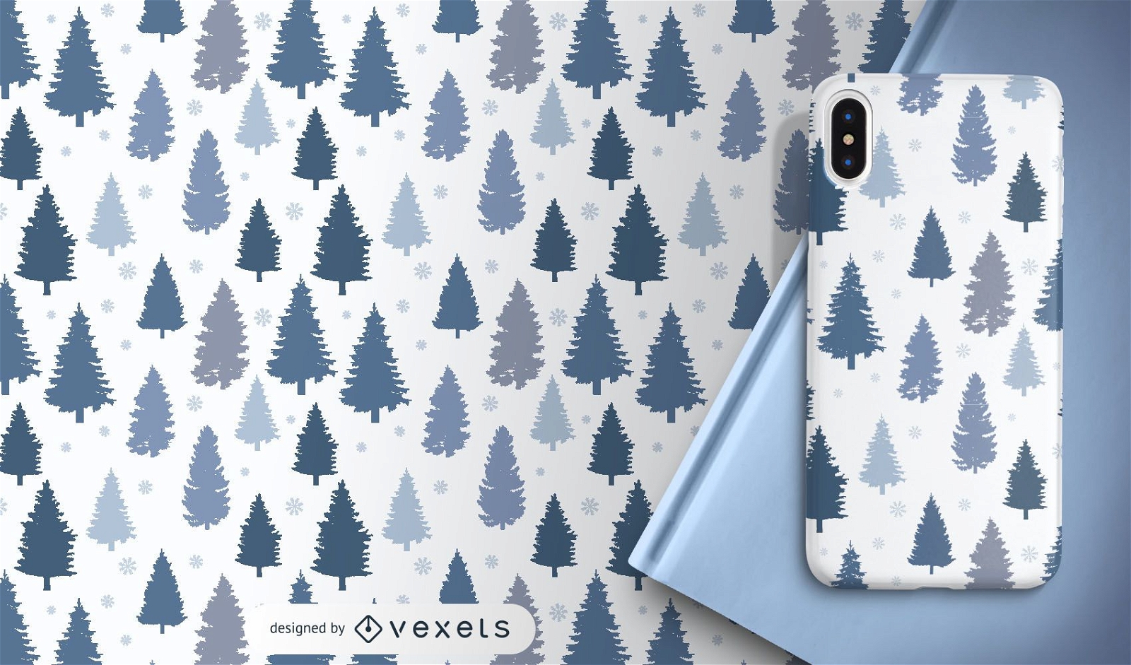 Pines and snowflakes pattern