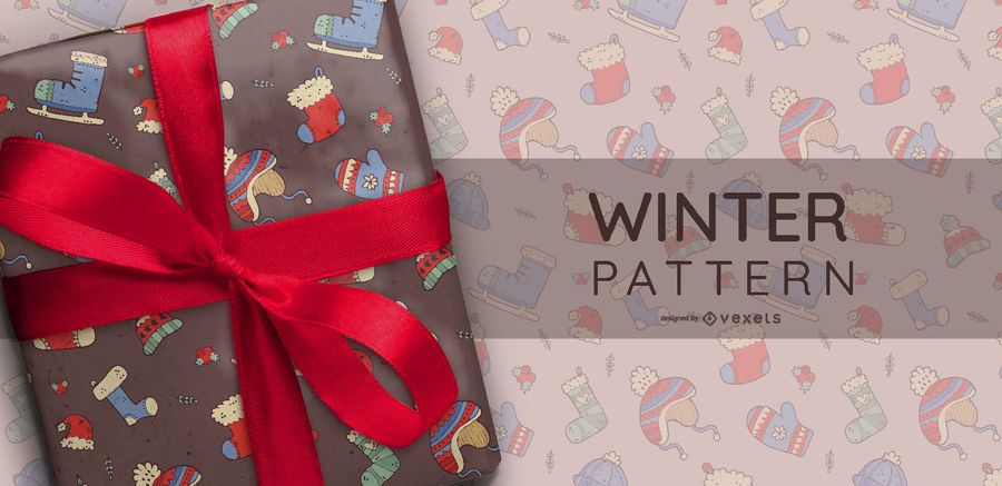 Padrão ilustrado de roupas de inverno Padrão ilustrado de roupas de inverno