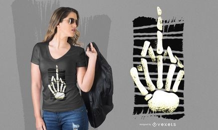 Design de camiseta de esqueleto de dedo médio