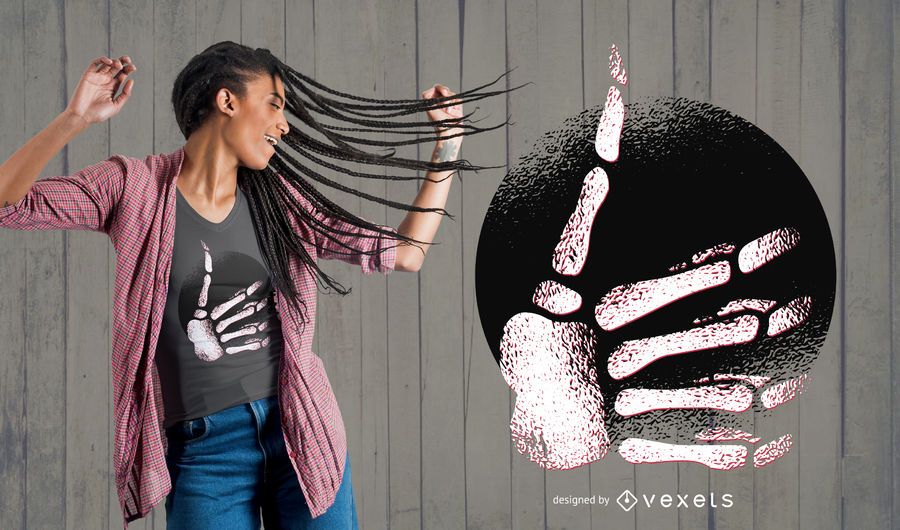 Skeleton hand thumb t-shirt design Skeleton hand thumb t-shirt design