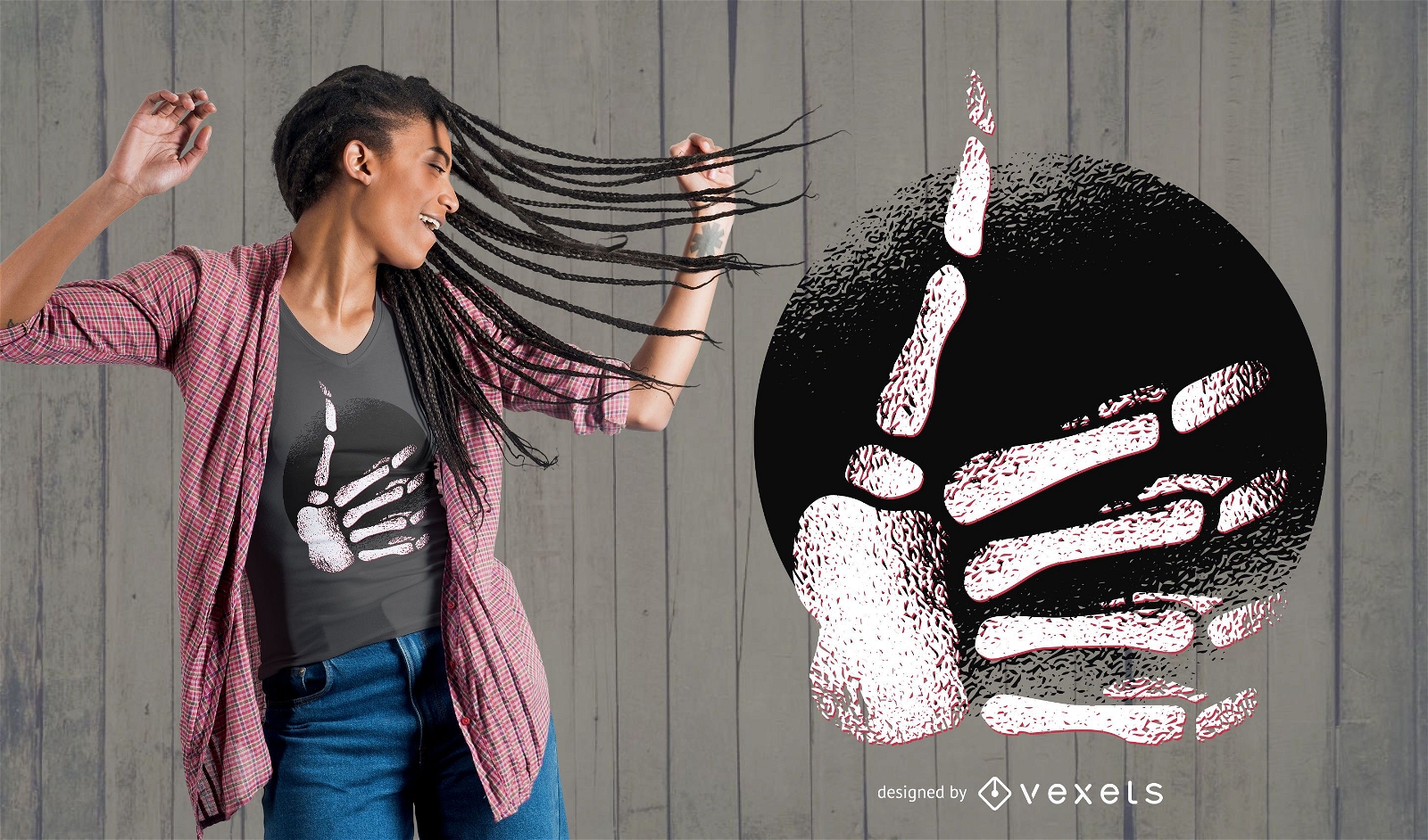 Skeleton hand thumb t-shirt design