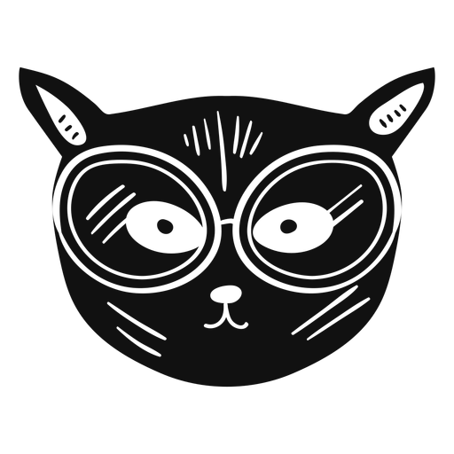 Gato com óculos desenhado à mão Desenho PNG